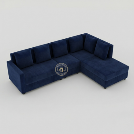 Blue L-shaped sectional sofa with MoltyFoam by Zauq Living Lahore