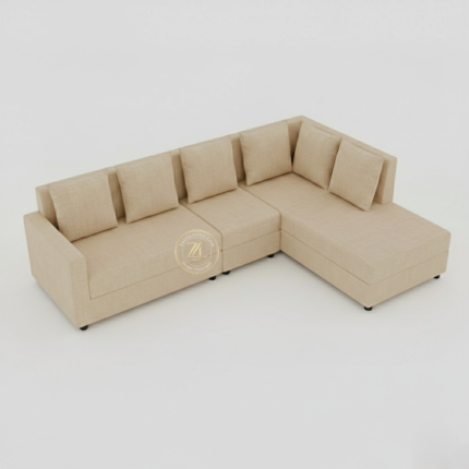Beige L-shaped sectional sofa with MoltyFoam by Zauq Living Lahore
