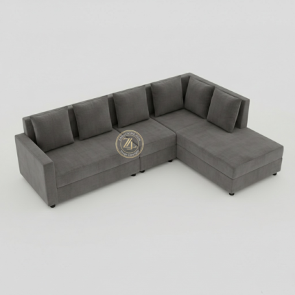 Grey L-shaped sectional sofa with MoltyFoam by Zauq Living Lahore