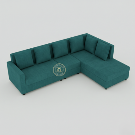 Teal Green L-shaped sectional sofa with MoltyFoam by Zauq Living Lahore