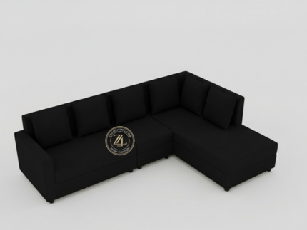 Black L-shaped sectional sofa with MoltyFoam by Zauq Living Lahore